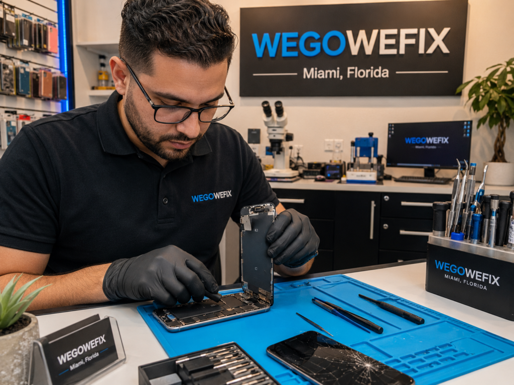iPhone screen repair Miami at WEGOWEFIX same-day repair shop South Florida
